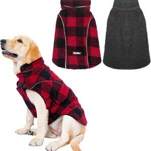 Must Go! New! SM Reversible Plaid Cozy  Windproof Jacket Christmas Winter Dog
